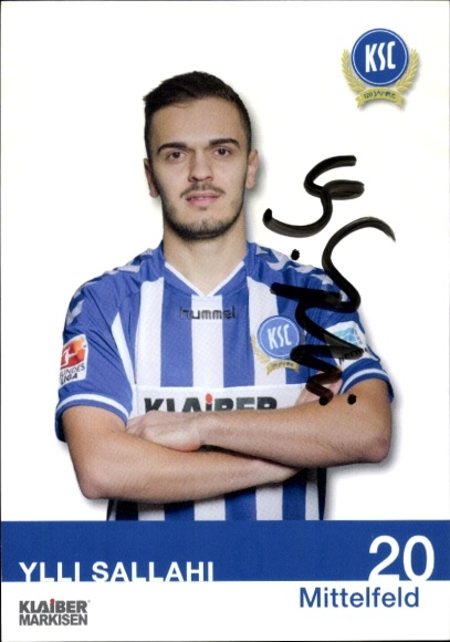 Autogrammkarte Fußballer Ylli Sallahi, Karlsruher SC, Autogramm