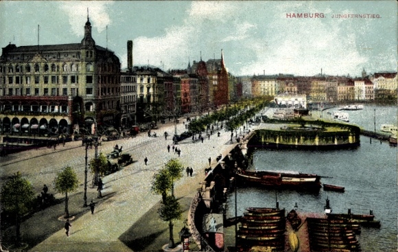 Postcard Hamburg Mitte Neustadt, Jungfernstieg