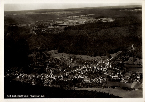 Postcard Bad Liebenzell in the Black Forest, aerial photograph