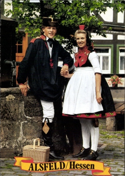 Ak Alsfeld, 25e Hessentag 1985, echtpaar Hessentag, Gabriele Schmidt, Jürgen Post