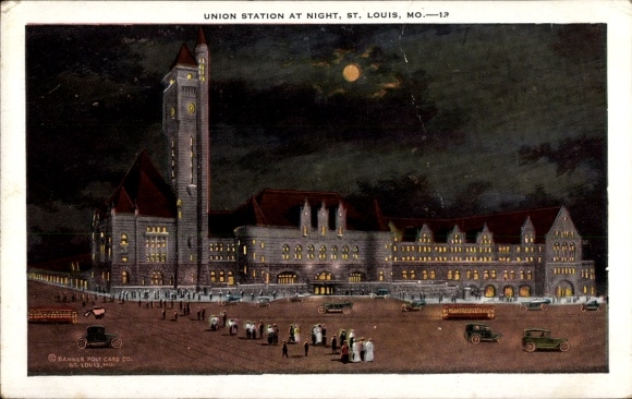 Ak Saint Louis Missouri USA, Union Station, nachtverlichting