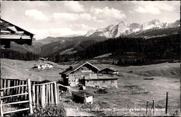 Postcard Reit im Winkl Upper Bavaria, Loferer Steinberge, view of the town, inn