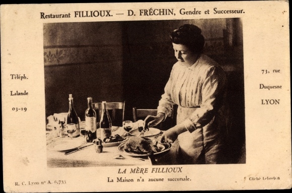 Postcard Lyon Rhône, Restaurant Fillioux, Mother Fillioux