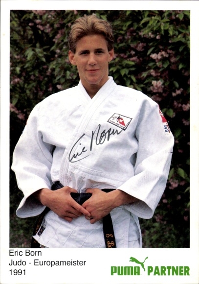 Autograph card Judo European Champion Eric Born, 1991, autograph