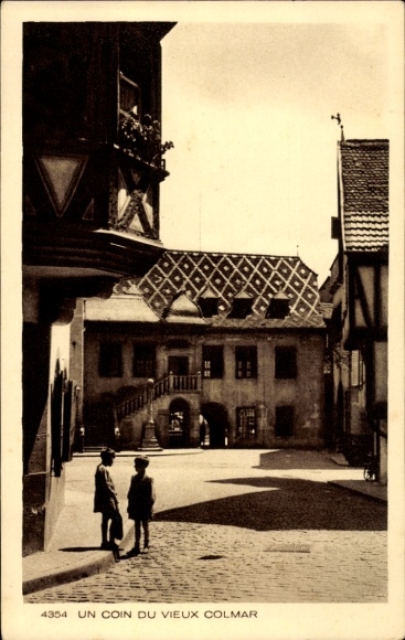 Ak Colmar Kolmar Elsass Haut Rhin, Kinder, Haus, Platz