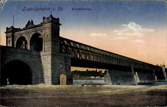 Postcard Ludwigshafen am Rhein, Rhine Bridge