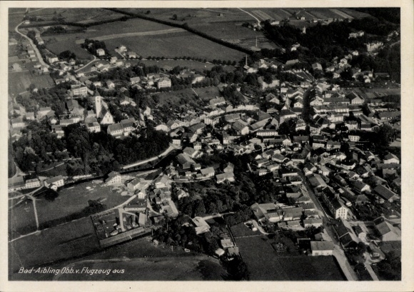 Postcard Bad Aibling in Upper Bavaria, aerial photograph
