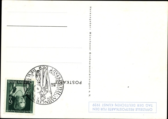 Artist Postcard Kaspar, Munich, Day of German Art, 14th-16th. July 1939