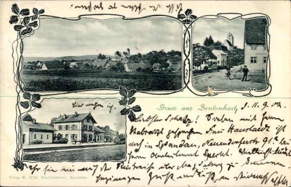 Passepartout Ak Sentenhart Wald in Hohenzollern, Panorama, Straßenpartien