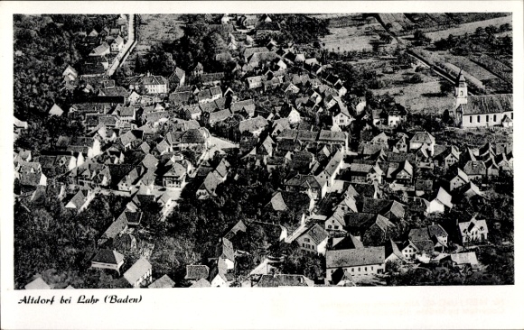 Postcard Altdorf (near Lahr) Ettenheim in Baden, aerial photograph