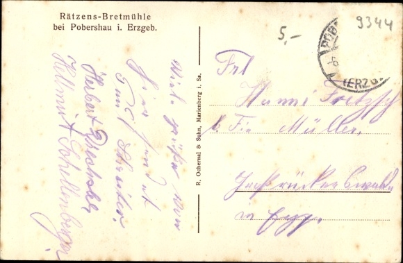 Postcard Marienberg in the Ore Mountains of Saxony, Rätzens Bretmühle