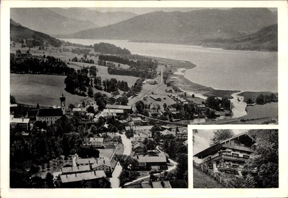 Postcard Gmund am Tegernsee Upper Bavaria, Louisenthal, Pension Dorn, aerial photograph