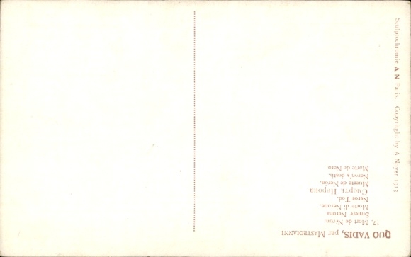 Artist Postcard Mastroianni, Domenico, Scene from Quo Vadis, Nero's Death
