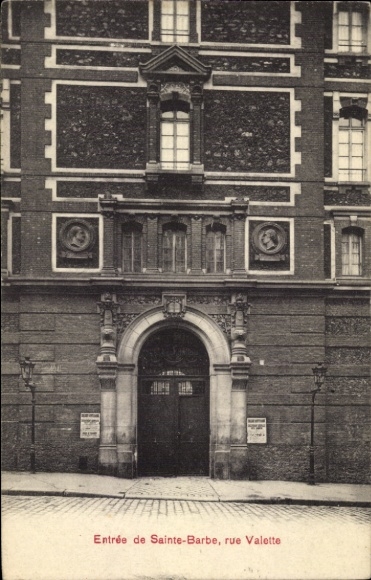 Ak Paris IV Ile de la Cité, ingang vanaf Sainte-Barbe, Valette Street, architectuur