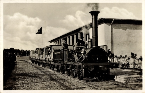 Ak Nürnberg in Mittelfranken Bayern ?, 100 Jahre Deutsche Eisenbahn 1935, Ausstellungsgelände