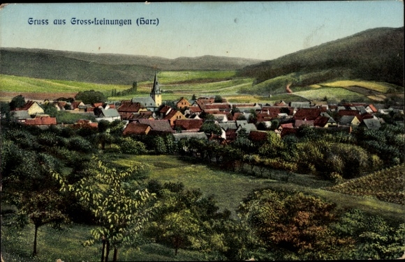 Postcard Großleinungen Sangerhausen am Harz, general view
