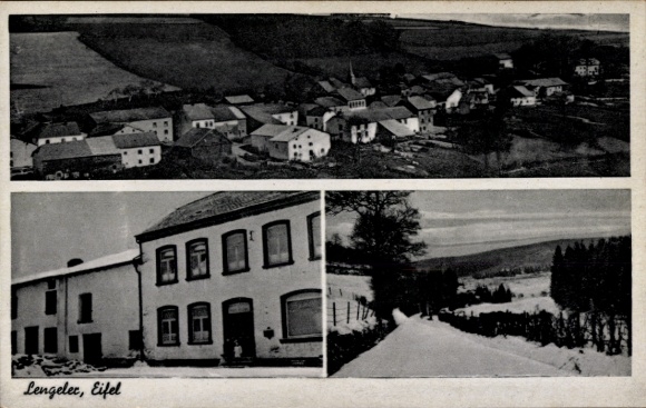 Postcard Lengeler Wallonia Liège Belgium, general view, street in winter