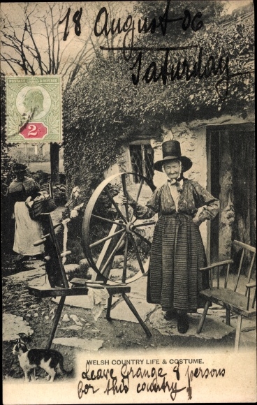 Postcard Wales, welsh Country life and costume