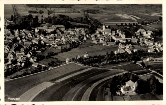 Postcard Bad Wurzach in Upper Swabia, aerial photograph