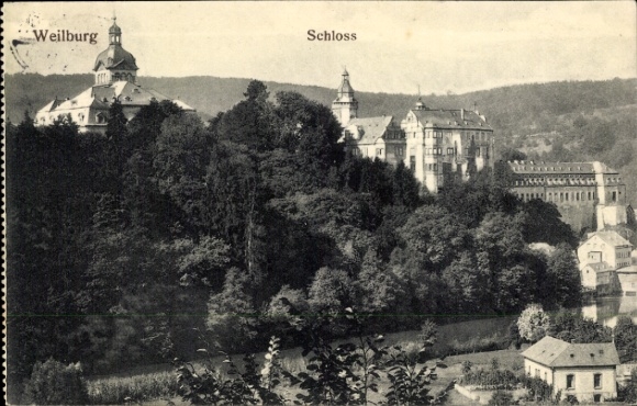 Ak Weilburg an der Lahn Hessen, Schloss, schöne Landschaft,  Architektur,  von 1913