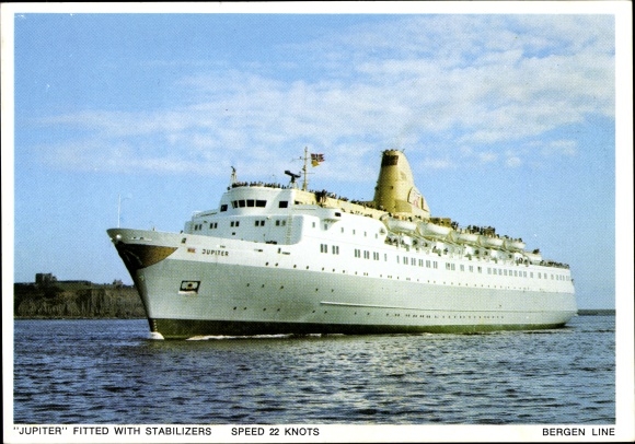 Ak stoomschip MS Jupiter, Bergen Line, stoomboot