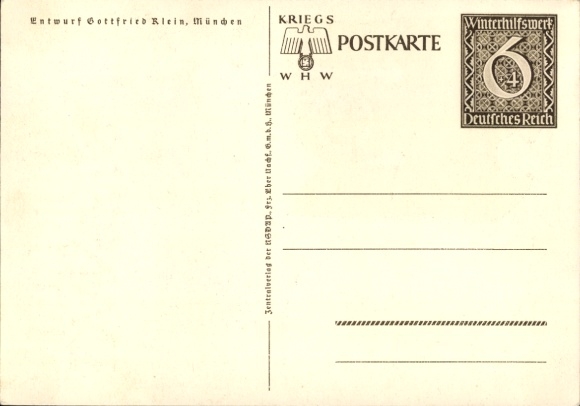 Postal stationery artist Postcard Klein, Gottfried, Danzig is German, WHW