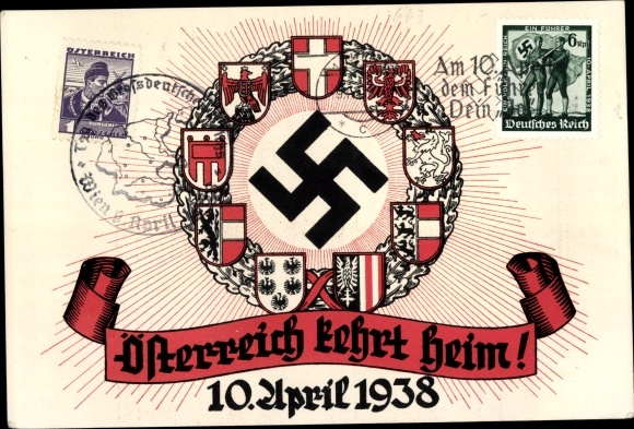 Coat of arms PC Austria returns home, April 10, 1938, Greater Germany, annexation