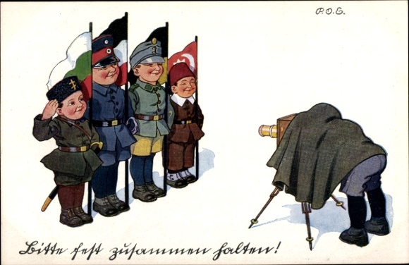 Artist Postcard Engelhard, POE, children as soldiers, photographer, brotherhood in arms