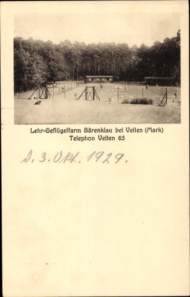 Postcard Bärenklau Oberkrämer Oberhavel, teaching poultry farm