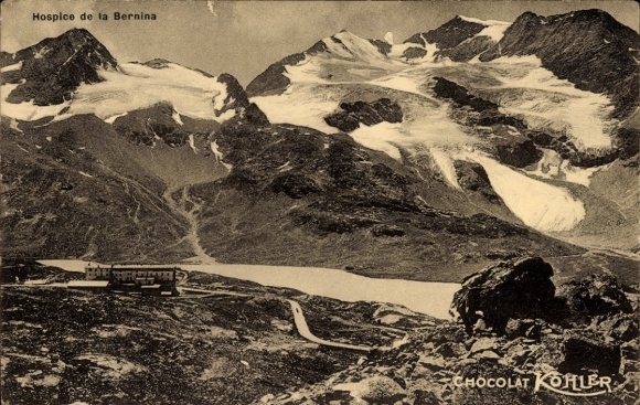 KP Poschiavo, kanton Gryzonia, Hospicjum Bernina, reklama Chocolat Kohler