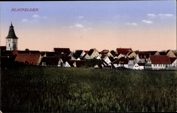 Postcard Blaufelden Baden Württemberg, panorama of the town