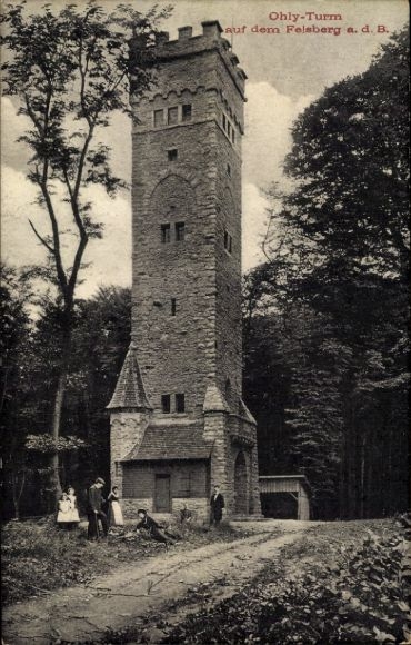 Postcard Felsberg in the Odenwald Hesse, Ohly Tower