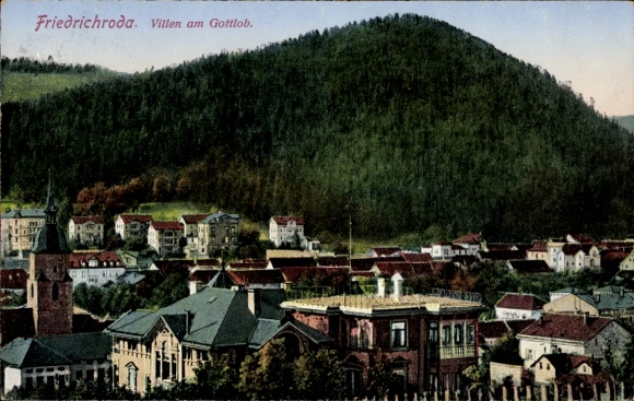 Postcard Friedrichroda in the Thuringian Forest, villas at Gottlob, mountain view, architecture