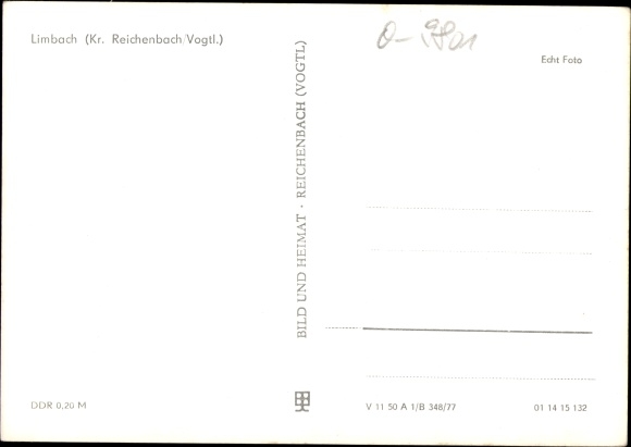 Postcard Limbach im Vogtland, panorama, main street, swan pond
