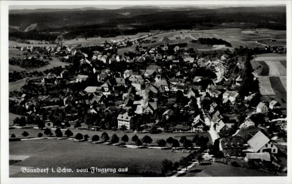 Postcard Bonndorf in the Black Forest, aerial photograph