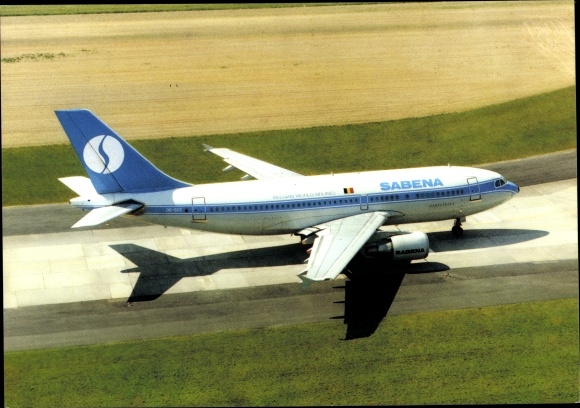 Postcard passenger aircraft Airbus A310-300, Sabena, Belgian World Airlines