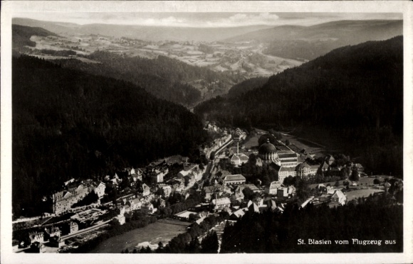 Postcard St. Blasien in the Black Forest, aerial photograph
