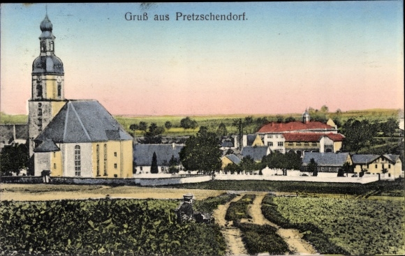 KP Pretzschendorf Klingenberg w Rudawach, widok na miasto, kościół