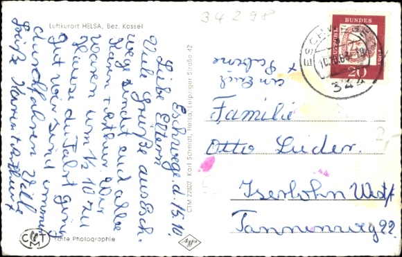 Postcard Helsa in Hesse, general view