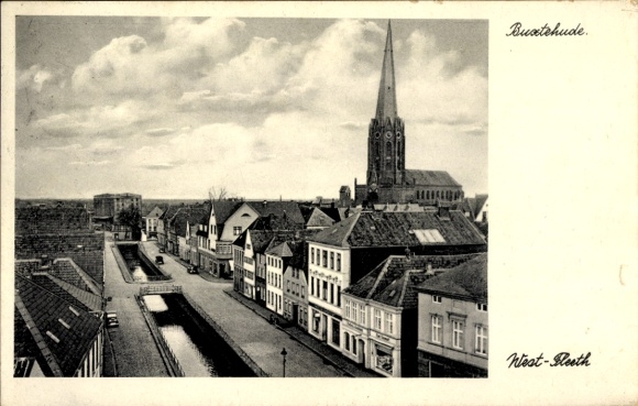 Postcard Buxtehude in Lower Saxony, West-Fleeth, Church