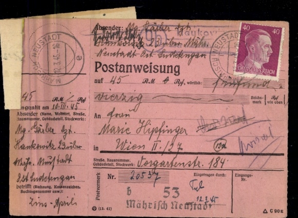 PAW No. 795 "Mährisch-Neustadt 12.3.45" with certificate of origin