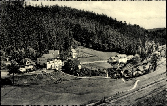 Postcard Schwarzenstein Schwarzenbach am Wald Upper Franconia, landscape with houses and forest, air spa...
