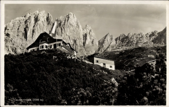 Postcard Ellmau in Tyrol, Gruttenhütte, Kaiser Mountains