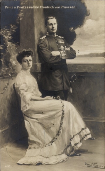 Künstler Ak Höppner, Oskar, Prinz und Prinzessin Eitel Friedrich von Preußen, Portrait