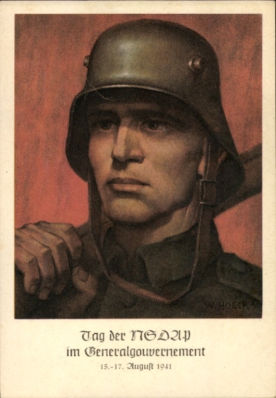 Artist Postcard Hoeck, W., Krakow, Day of the NSDAP in the General Government 1941, Wehrmacht soldier