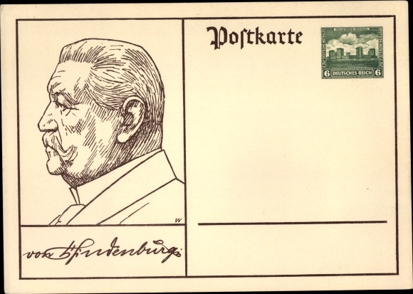 KP pocztowa Prezydent Rzeszy Paul von Hindenburg, portret