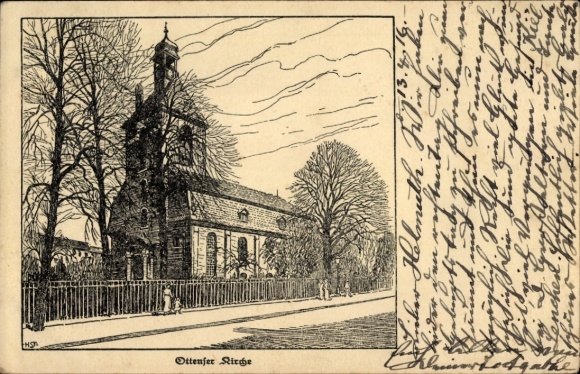 Artist Postcard Hamburg Altona Ottensen, Ottensen Church, Altona's Day of Sacrifice 18 January 1916