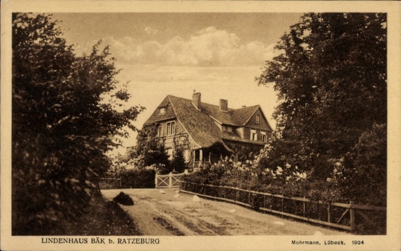 Postcard Bäk in the Duchy of Lauenburg, Lindenhaus