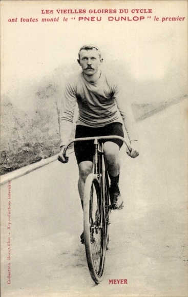 Ak Radrennfahrer Meyer, Pneu Dunlop, Reklame