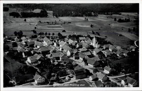 Postcard Bernbach Bidingen in Allgäu, aerial photograph